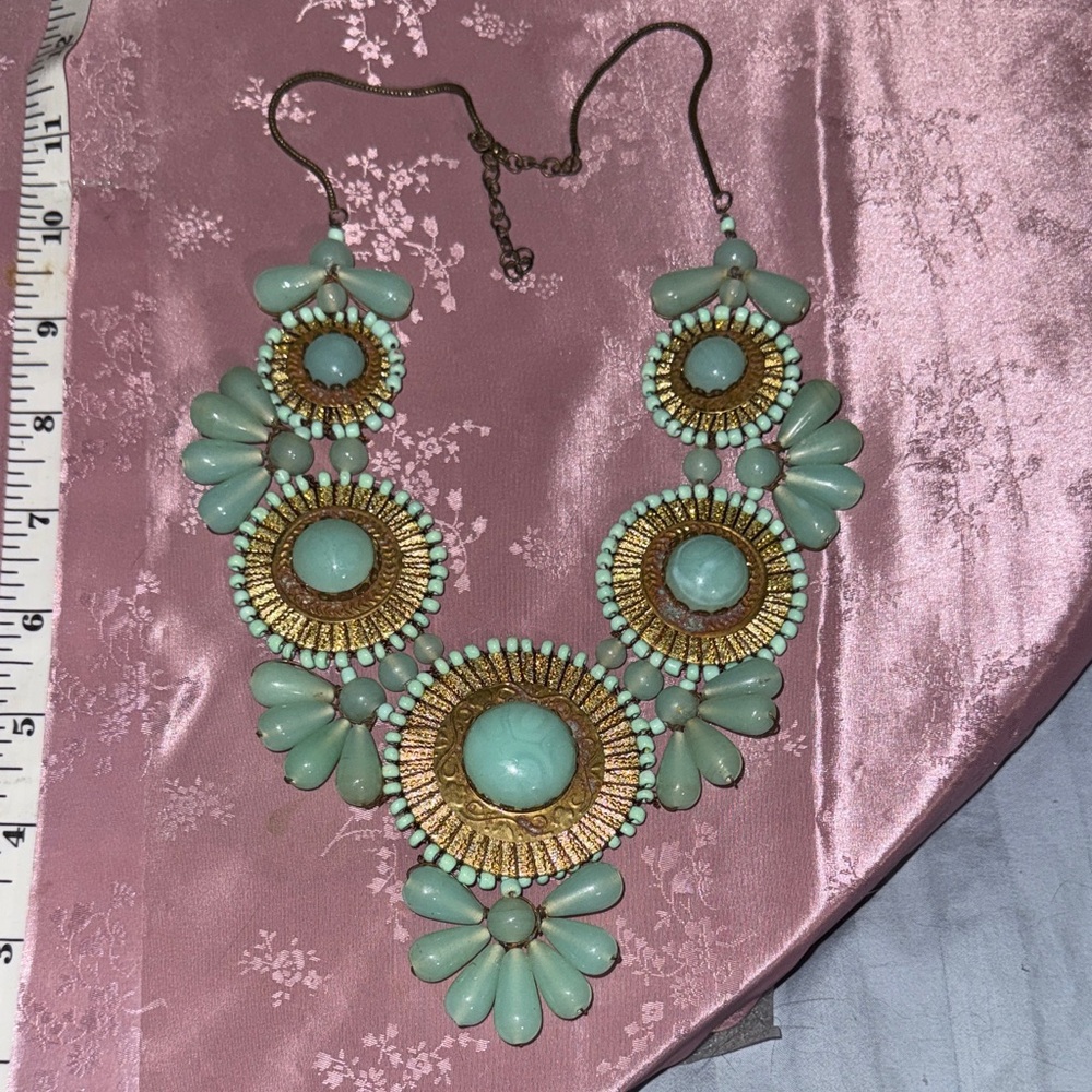 Turquoise and glass statement necklace - Picture 1 of 3